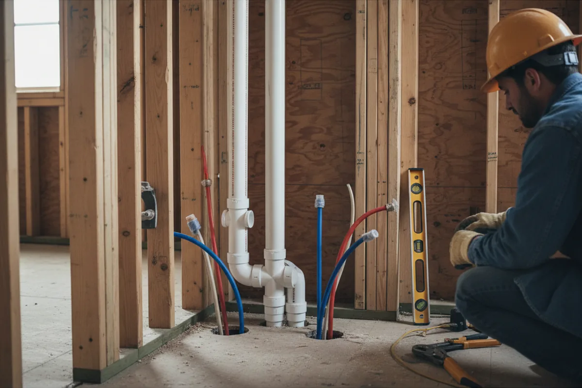 Drain and supply rough-in during Toilet Repair and Installation in Acton