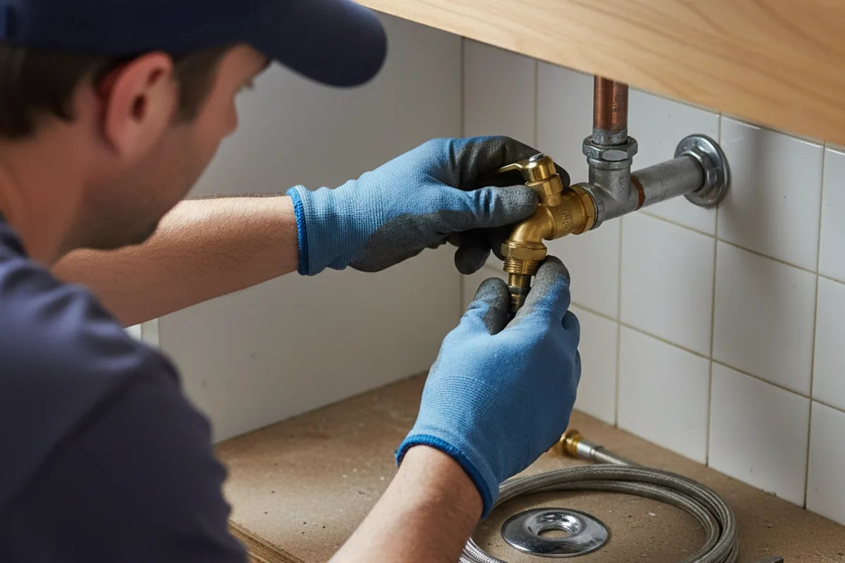 Shutoff valve and fitting work during Burst Pipe Repair in Acton